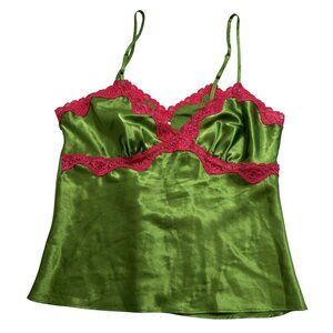 Vintage Y2K Cabernet Lace Trim Cami Top in Green Pink